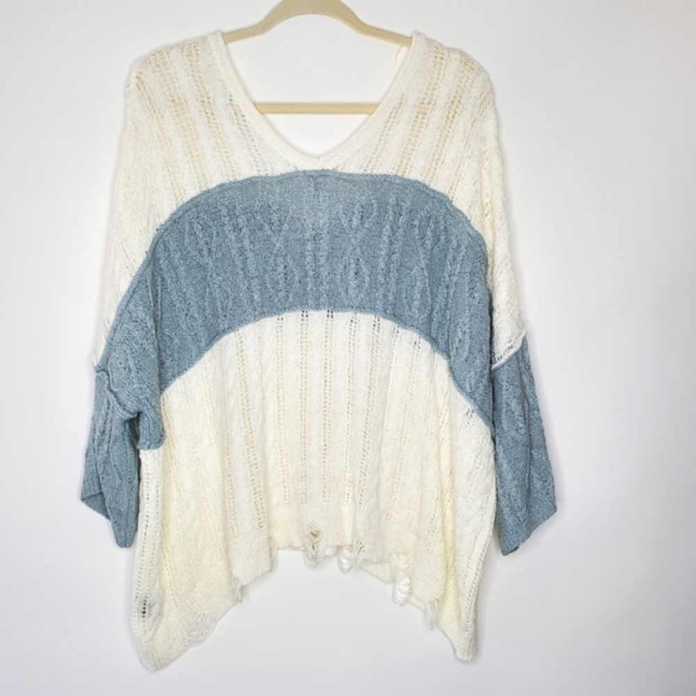 Pol Oversized Color Block Top Distressed Pullover… - image 5
